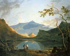 View of Snowdon from Llyn Nantlle. Circa 1766, oil on canvas 100x127cm